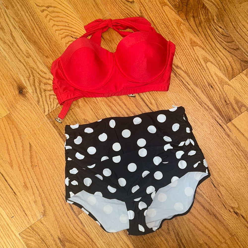 Vintage Style High Waisted Bathing Suit